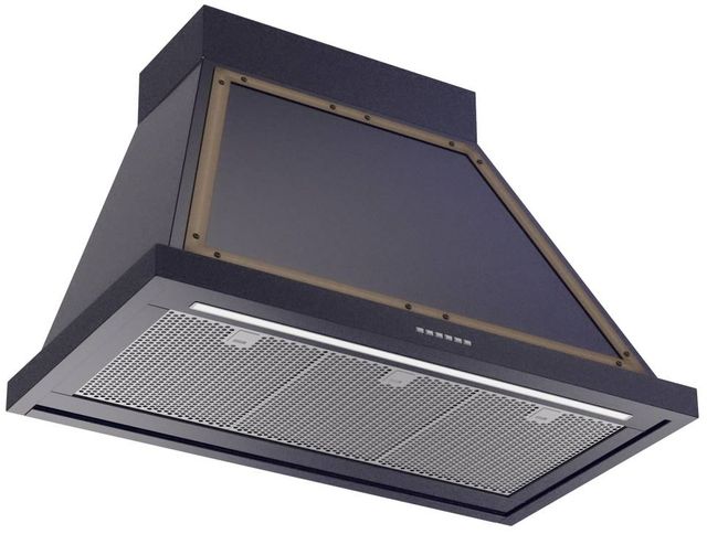 Ilve® Nostalgie II Noblesse 36" Midnight Blue Wall Mounted Range Hood with Burnished Trim-1