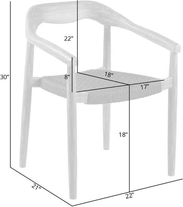 Armen Living Santo 2-Piece Charcoal/Brown Rope/Wood Outdoor Dining Arm Chair Set-2