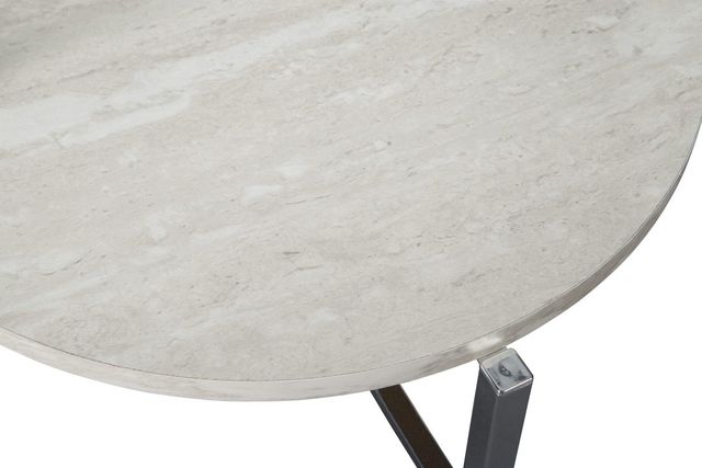 Signature Design by Ashley® Bodalli Glass Top End Table with Chrome Metal Frame and Off White Shelf-1