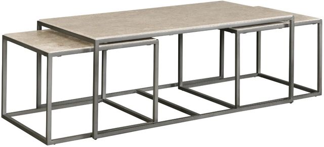 Hammary® Modern Basics 3-Piece Brown Marble Top Rectangular Nesting Cocktail Table Set with Antique Silver Base-0