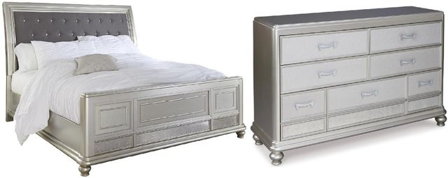 Signature Design by Ashley® Coralayne 2-Piece Silver Queen Sleigh Bed Set-0