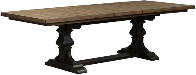 Liberty Furniture Harvest Home 6-Piece Barley Brown/Chalkboard Trestle Table Set-1