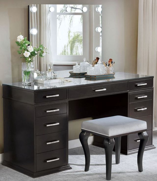 Furniture of America® Valentina 3-Piece Light Gray/Obsidian Gray Vanity Set-1