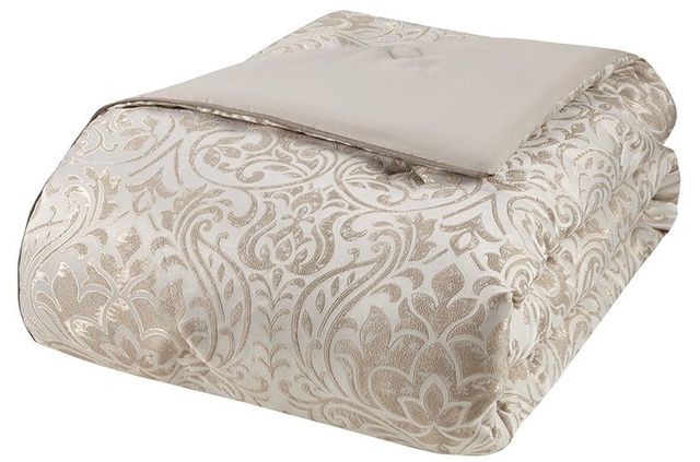 Olliix by Madison Park Emilia 12 Pieces Khaki Queen Jacquard Complete Bed Set-1