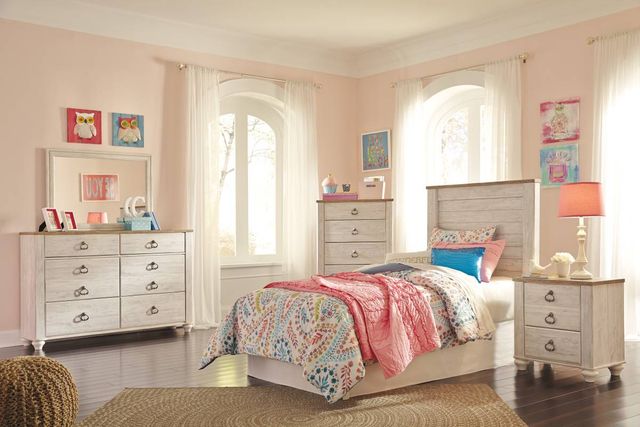 Signature Design by Ashley® Willowton 2-Piece Whitewash Twin Panel Headboard Set-3