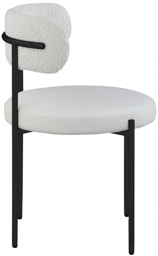 Meridian Furniture Beacon Cream/Black Vegan Leather And Boucle Fabric Upholstered Dining Chair-2