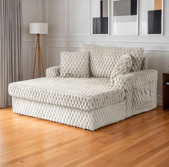 Furniture of America® Ferryhill Taupe Arm Chaise-1
