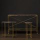 Currey & Company Flying Gold Stone Top Drink Table with Gold Metal Frame-4