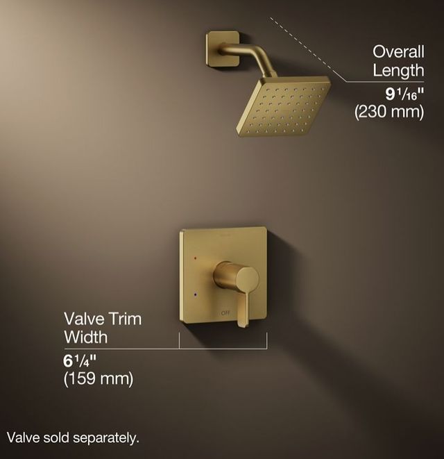 KOHLER® Parallel® Rite-Temp® Vibrant Brushed Moderne Brass 1.75 GPM Shower Trim Kit-2
