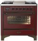 Ilve® Majestic III 36" Burgundy Pro Style Dual Fuel Liquid Propane Range with 6 Black Brass Burners and Burnished Trim-0