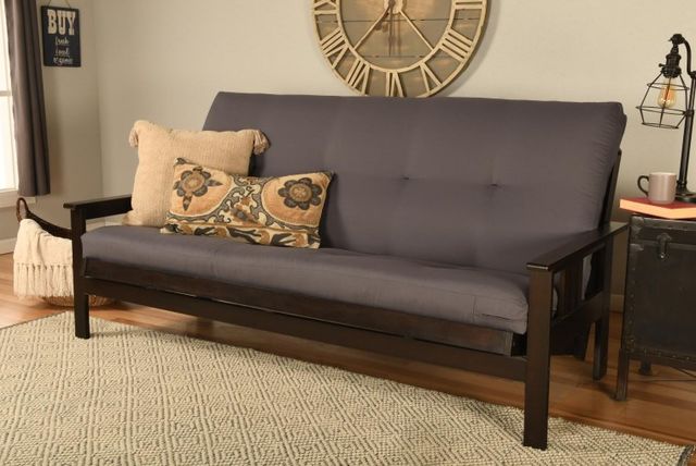 Kodiak Furniture Monterey Twill Gray/Espresso Full Futon with Mattress-1