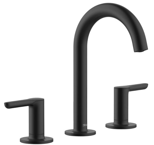 American Standard Studio® S Matte Black 8" Widespread 2-Handle Bathroom Faucet with Lever Handles-0