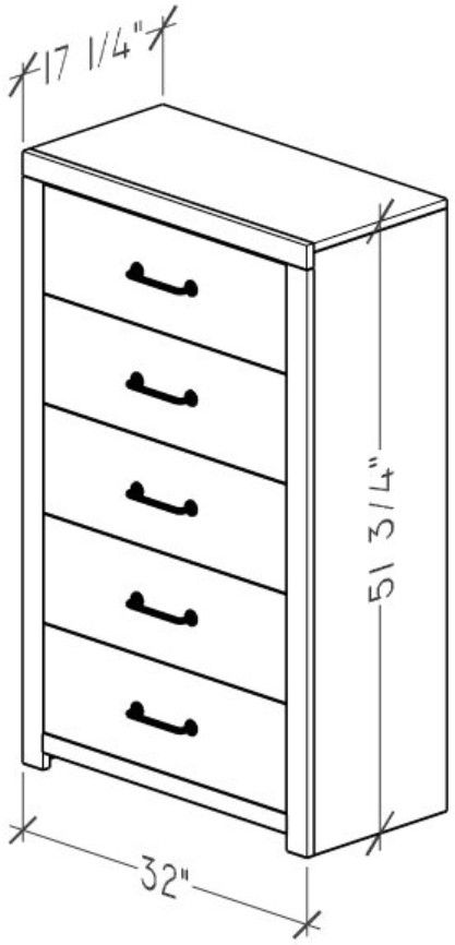 Perdue Woodworks 67,000 Essential Brown 32" 5-Drawer Chest-2