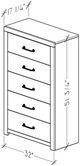 Perdue Woodworks 67,000 Essential Brown 32" 5-Drawer Chest-2