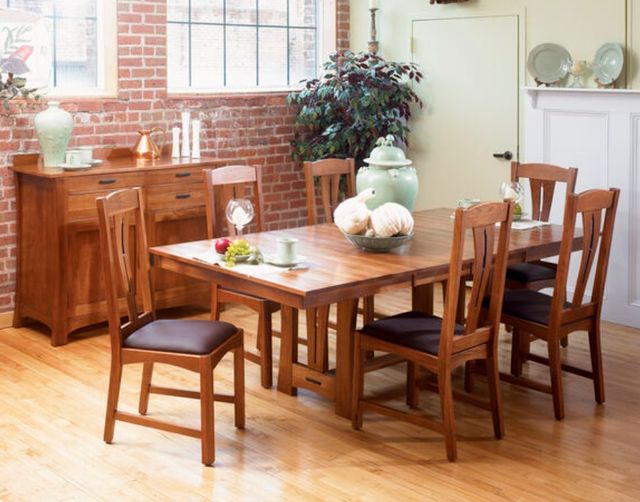 A-America® Cattail Bungalow Amber Trestle Dining Table-2