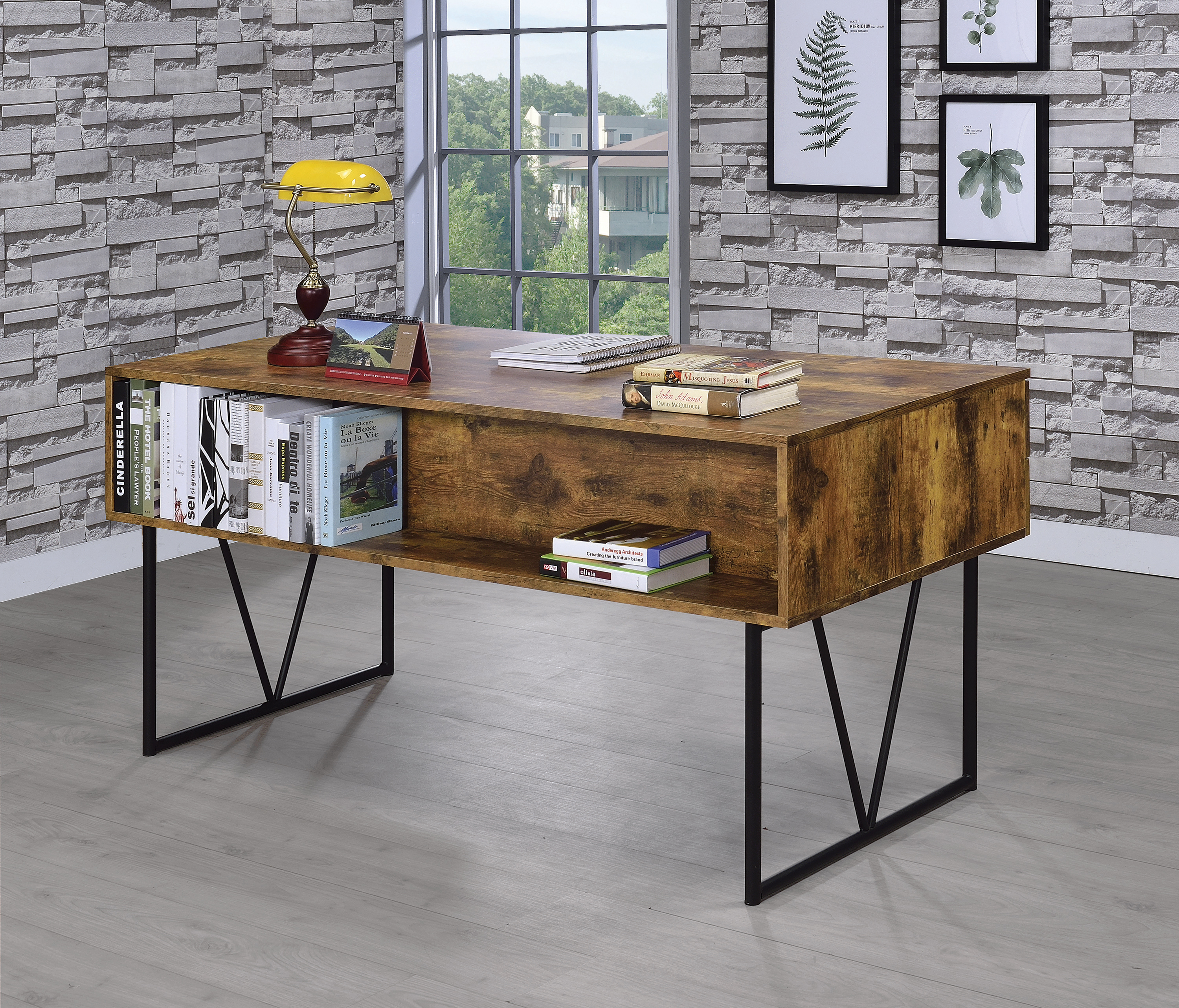 Coaster Analiese Rustic Oak Desk - Thumbnail 5
