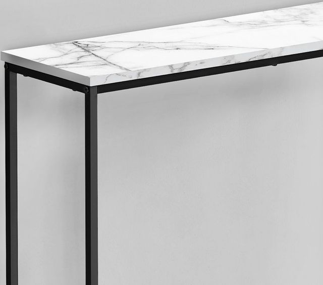 Monarch Specialties Inc. 32"L White Marble Look Console Table with Black Metal Base-1