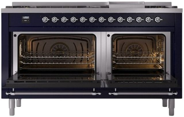 Ilve® Nostalgie II Series 60" Midnight Blue Pro Style Dual Fuel Range-1