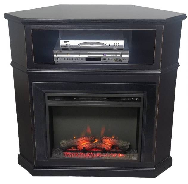 American Heartland Manufacturing Poplar Tall Corner Fireplace TV Stand-0