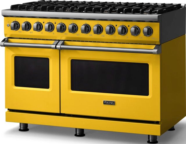 Viking® 5 Series 48" Daffodil Pro Style Dual Fuel (NG) Range with Polished Chrome Trim-3