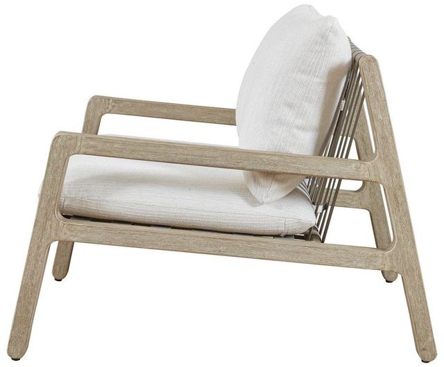 Uttermost® Strapped Cerused Wheat/Taupe Wood Indoor-Outdoor Lounge Chair with Cushion-3