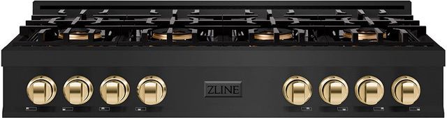 ZLINE Classic Autograph Edition 48" Black Stainless Steel Gas Rangetop with Polished Gold Accents-0
