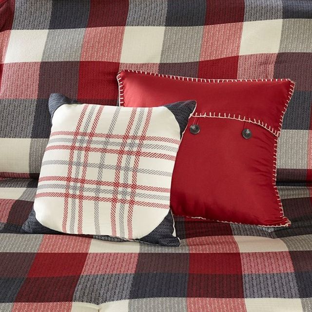 Olliix by Madison Park Red California King Ridge 7 Piece Herringbone Comforter Set-3