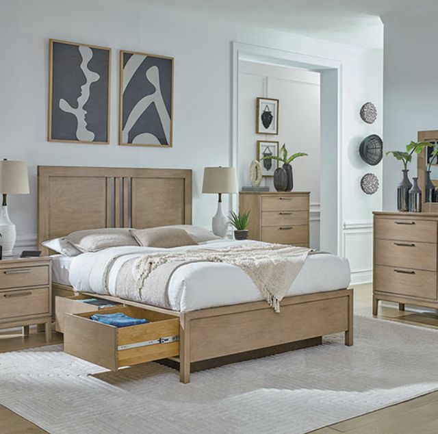 Whittier Wood® Furniture Bailey Almond King Storage Panel Bed-1