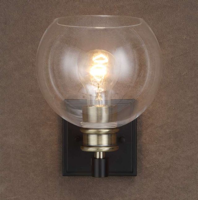 Uttermost® Kent Edison Antique Brass/Matte Black 1-Light Sconce-1