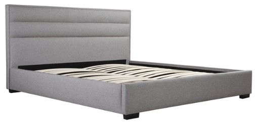 Mazin Furniture Fabiola Grey King Upholstered Platform Panel Bed -3