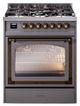 Ilve® Nostalgie II Noblesse 30" Graphite Matte Pro Style Dual Fuel Range with Burnished Trim-0