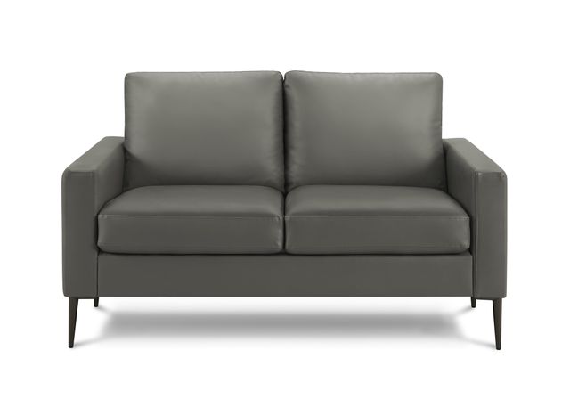 Monarch Specialties Inc. Dark Grey 58" Faux Leather Love Seat with Black Metal Legs-0