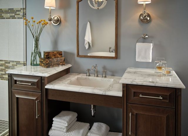 Delta Cassidy® Stainless Metal Cross Handle Set - Deck Mount Bathroom and Bidet-1