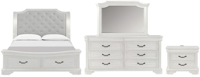 New Classic® Home Furnishings Lyndhurst 4-Piece Vintage White King Panel Bedroom Set-0