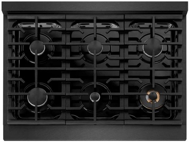 ZLINE Autograph Edition Paramount 36" 5.2 cu. ft. Black Satin Stainless Steel Dual Fuel Range with Polished Gold Accent-2