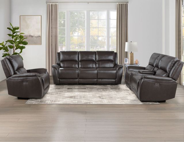 Steve Silver Co. Alexandria 3-Piece Chocolate Leather Power Reclining Set-2