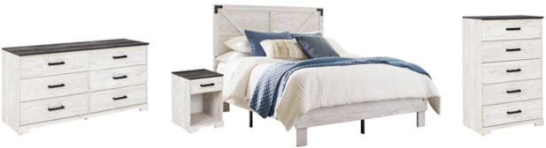 Signature Design by Ashley® Shawburn 4-Piece Whitewash Full Crossbuck Panel Platform Bed Set-0