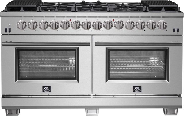 FORNO® Capriasca 60" Stainless Steel Pro Style Dual Fuel Range-0