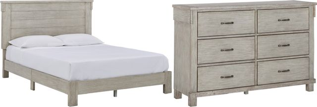 Signature Design by Ashley® Hollentown 2-Piece Whitewash Full Panel Bed Set-0