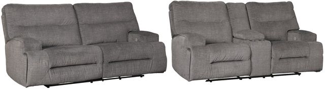 Benchcraft® Coombs 2-Piece Charcoal Living Room Set with Power Reclining Sofa-0