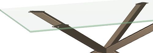 Amisco Customizable Asterisk Glass Top  Rectangular 36' Table with Metal Stand-1