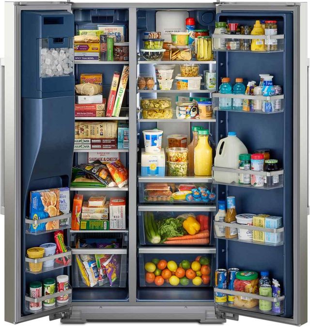 Maytag® 36" 20.9 Cu. Ft. Fingerprint Resistant Stainless Steel Counter Depth Side-by-Side Refrigerator with Arctic Blue Interior-2
