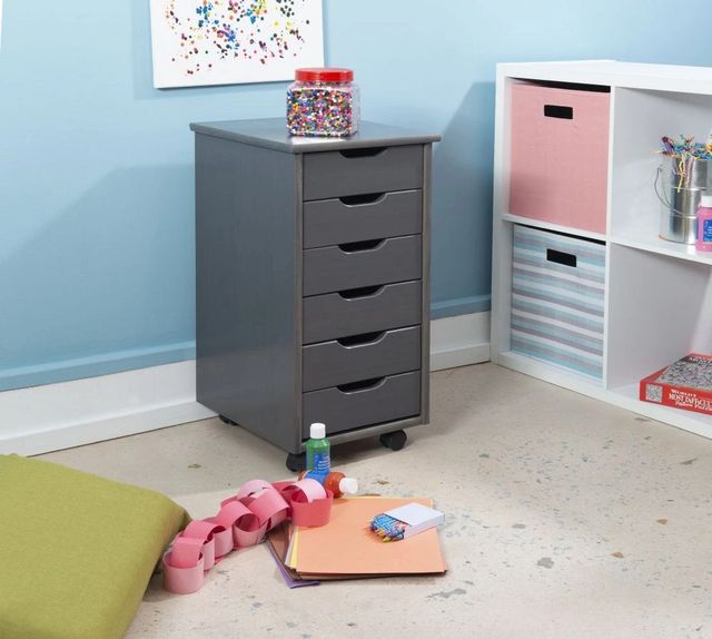 Linon Rudy Gray Rolling Storage Cart-1