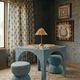 TOV Furniture Tomlin 3-Piece Teal Game Table and Two Ottomans Set-1