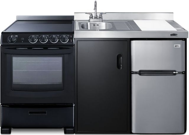 Summit® 63" Black and Stainless Steel All-In-One Kitchenette-0