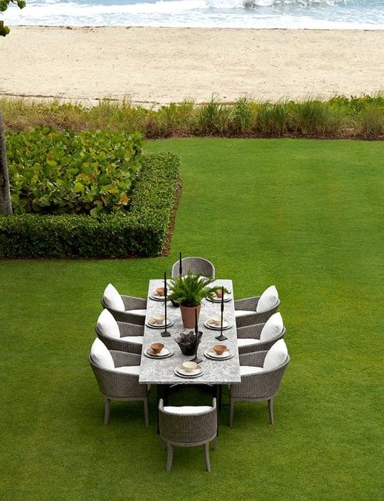 Lane Venture® Foley Square Outdoor Aluminum/Stone Dining Table-3