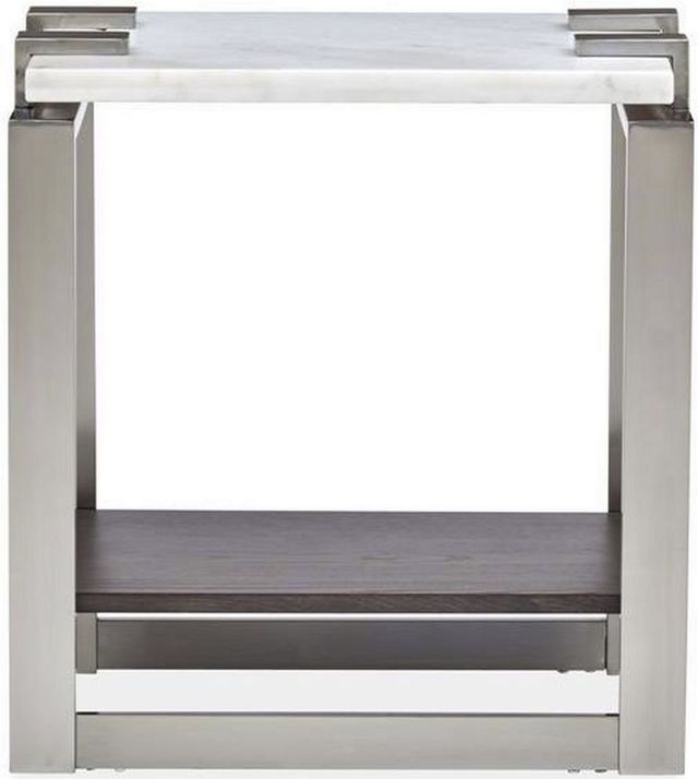 Magnussen Home® Paradox Pearl White Rectangular Accent Table with Platinum Frame -1