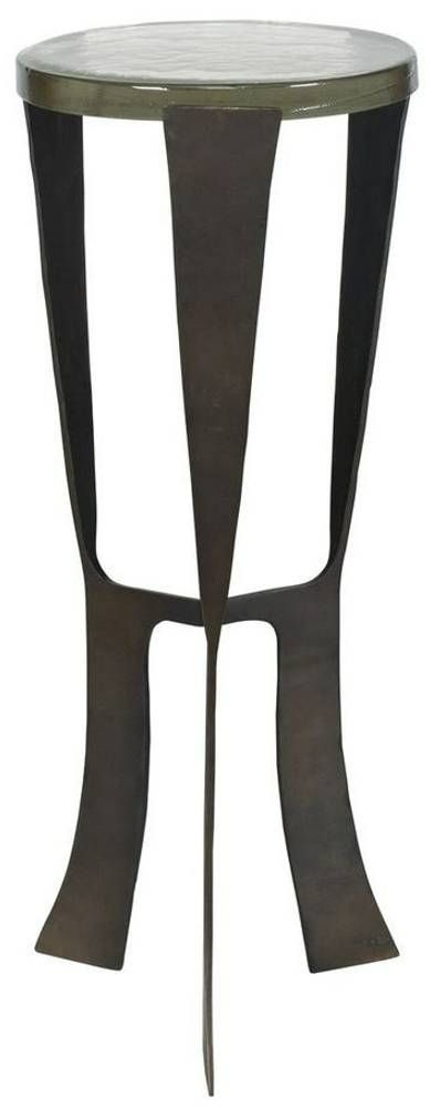Uttermost® Renaud Glass Top Drink Table with Dark Bronze Base-0
