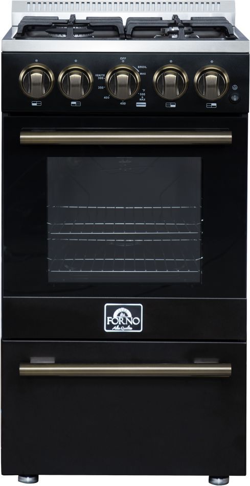 FORNO® Lamazze Alta Qualita 20" Black Freestanding Gas Range-0