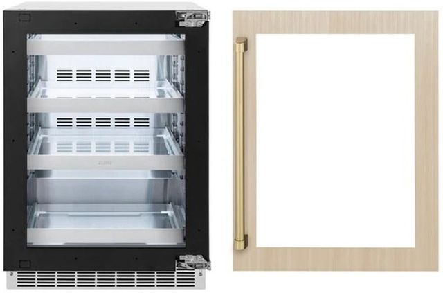 ZLINE Touchstone Autograph Edition 24" 5.2 Cu. Ft. Panel Ready Beverage Center with Glass Door and Matte Black Handle-3